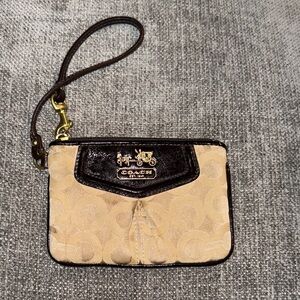 Coach Tan and Dark Brown Wristlet